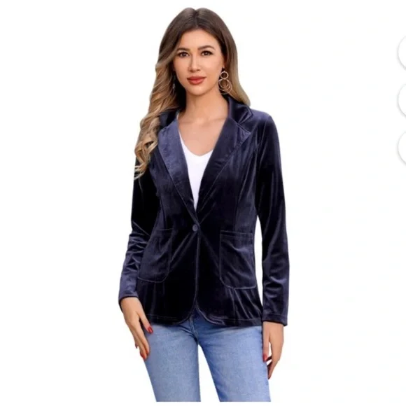 IDOPIP Women's Velvet Blazer Jacket Purple NWT XXL - Picture 2 of 10